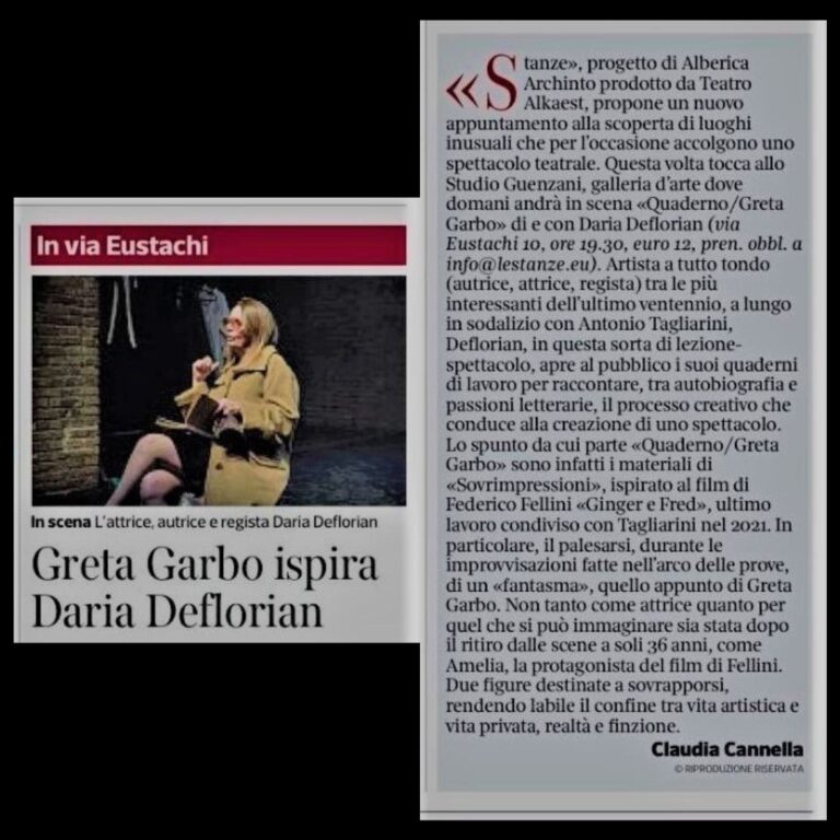 Greta Garbo ispira Daria Deflorian