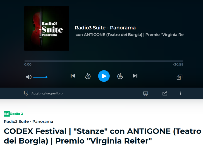 Radio 3 Suite - presentazione Antigone a Stanze